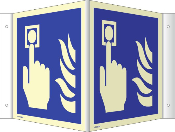 Moedel Winkelschild Hausalarm Brandmelder, Aluminium, langnachleuchtend, 160-mcd, 200x200 mm, 106004