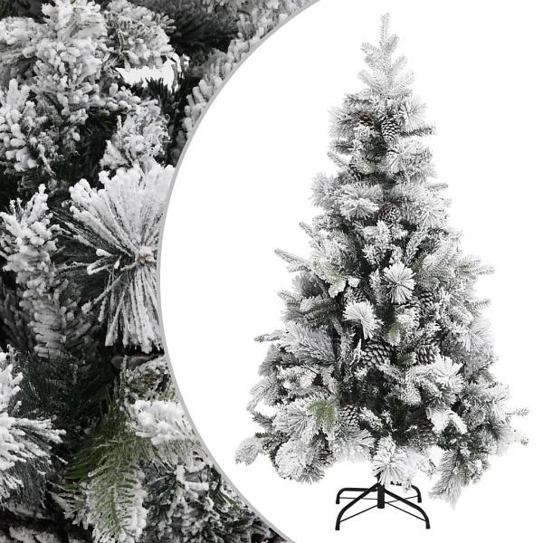 vidaXL Weihnachtsbaum mit Zapfen Beschneit 195 cm PVC & PE, 340531