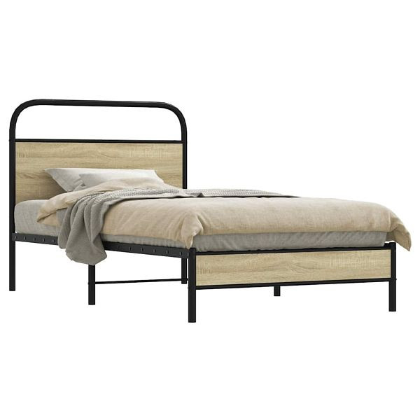 vidaXL Bettgestell ohne Matratze 107x203 cm Sonoma-Eiche Holzwerkstoff, 4100406