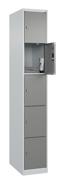 C+P Schließfachschrank Evolo PLUS, 5 Fächer, 1850x300x500mm, 7035/0004, 049000-105 S10014