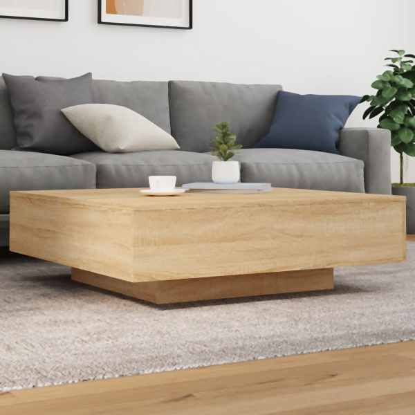 vidaXL Couchtisch mit LED-Leuchten Sonoma-Eiche 100x100x31 cm, 836604