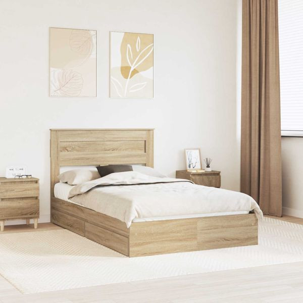 vidaXL Aufbewahrungsbett Sonoma-Eiche 135 x 190 cm Holzwerkstoff, 3409919