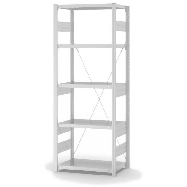 hofe Grundregal, zerlegt, 5 Böden 2000 x 400 x 750 mm, lichtgrau, Fachlast 300kg pro Boden, einseitige Bedienung, HKG20407XS