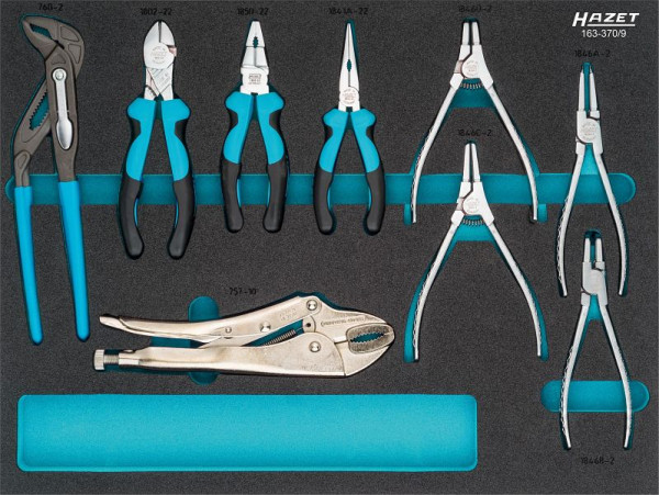 Hazet Zangen Satz, Anzahl Werkzeuge: 9, Hazet Safety-Insert-System (SIS), 163-370/9