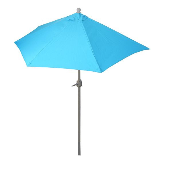 Mendler Sonnenschirm halbrund Parla, Halbschirm Balkonschirm, UV 50+ Polyester/Alu 3kg, 270cm türkis mit Ständer, 52379+35128