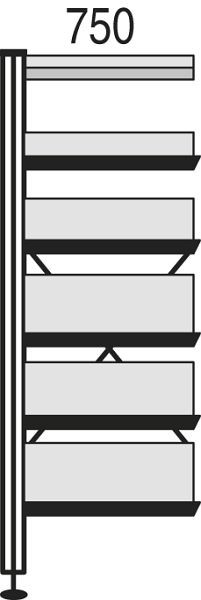 Kerkmann Bibliotheks-Regal Libra, B 750 x H 2300 mm, Buche, 52134352