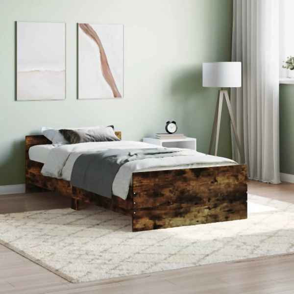 vidaXL Bettgestell Räuchereiche 90x200 cm Holzwerkstoff, 835929