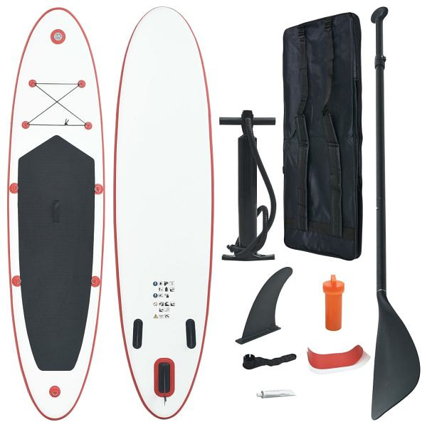 vidaXL SUP-Board Aufblasbar Rot und Weiß, Material: EVA, Aluminium, 92201
