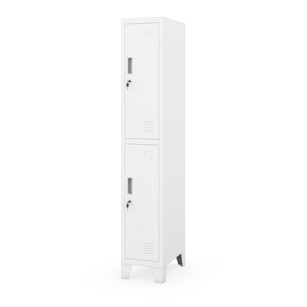 Jan Nowak Mitarbeiter-Garderobenschrank BARTEK 1 Plus 292 x 1720 x 450 mm, Weiß, 2112