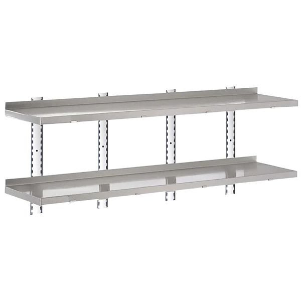 Gastro M Komplettes Regal 2 Ebenen 200x40cm - Komplettes Montageset (exkl. Schrauben), HZ766