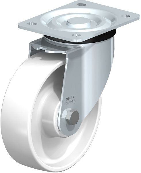 Blickle L-PO 160K Stahlblech-Lenkrolle, mittelschwere Ausführung, mit Anschraubplatte, Polyamid, Weiß, 580001