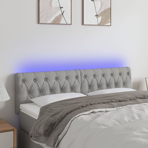vidaXL LED Kopfteil Hellgrau 144x7x78/88 cm Stoff, 3121946
