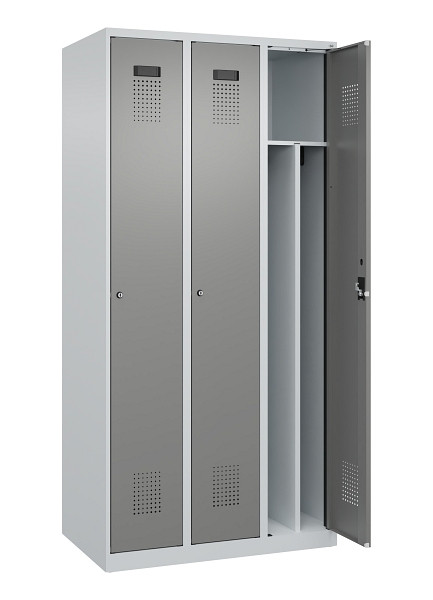 C+P Spind Evolo PLUS, 3 Abteile, 1850x900x500mm, 7035/0004, Verschluss Zylinderschloss, 049000-30F S10041