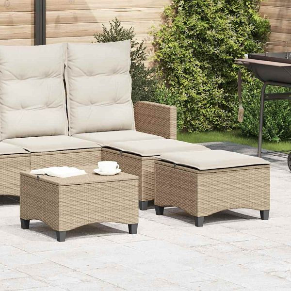 vidaXL Gartenhocker mit Kissen 2 Stk. Beige 55x55x36 cm Poly Rattan, 4108250