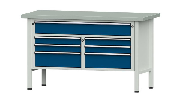 ANKE Werkbänke Kastenwerkbank, Modell 258 V, 1500 x 700 x 890 mm, RAL 7035/5010, ZBP 40 mm, 304.141