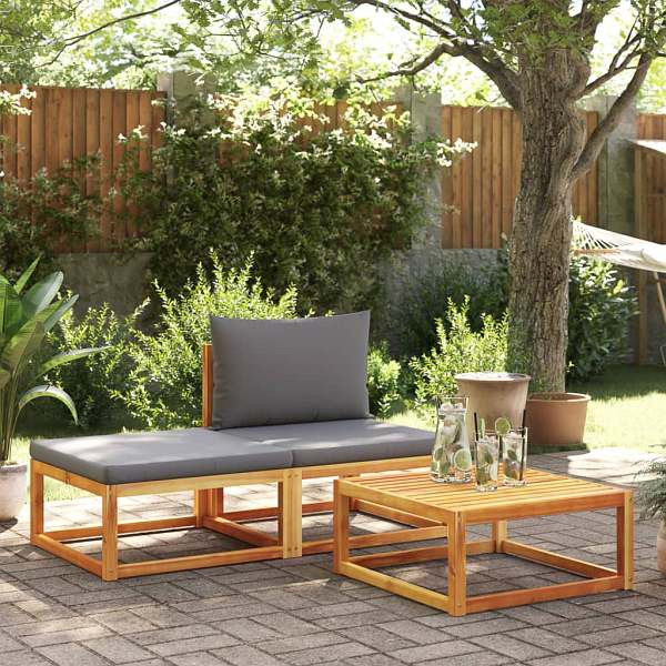 vidaXL 3-tlg. Garten-Sofagarnitur mit Kissen Massivholz Akazie, 4008162