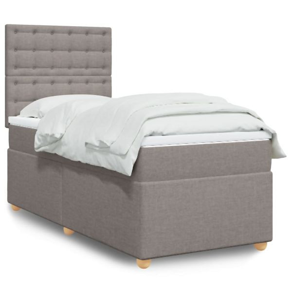 vidaXL Boxspringbett mit Matratze Taupe 80x200 cm Stoff, 3291125