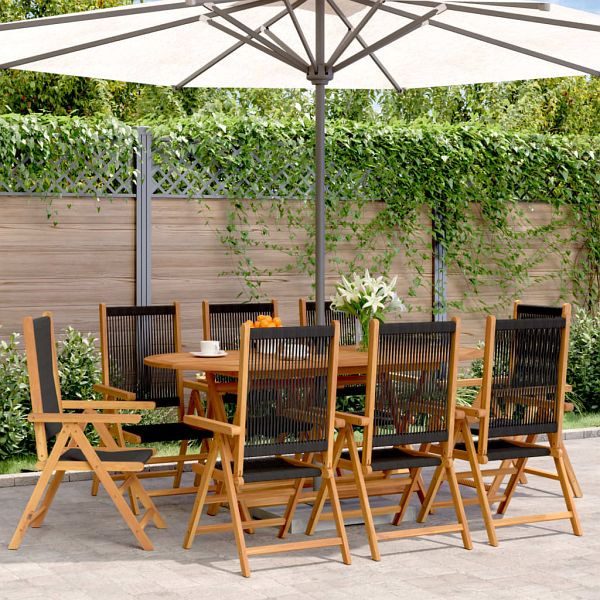 vidaXL Gartenstuhl Verstellbar 8 Stück Schwarz Massivholz Akazie, 3214531