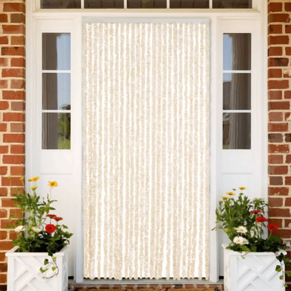 vidaXL Fliegenvorhang Beige und Weiß 100x220 cm Chenille, 377344