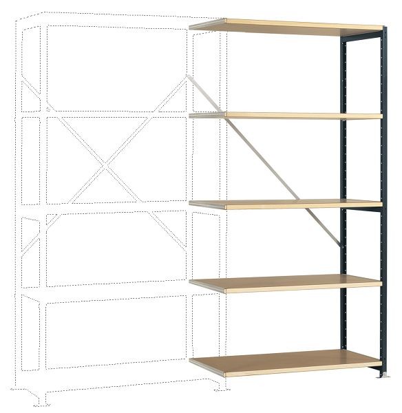 Manuflex Mittelschweres Fachboden-Steckregal Anbauregal mit 5 Holzverbundböden, HxBxT = 2000 x 1000 x 300 mm, anthrazit, RP1105.7016