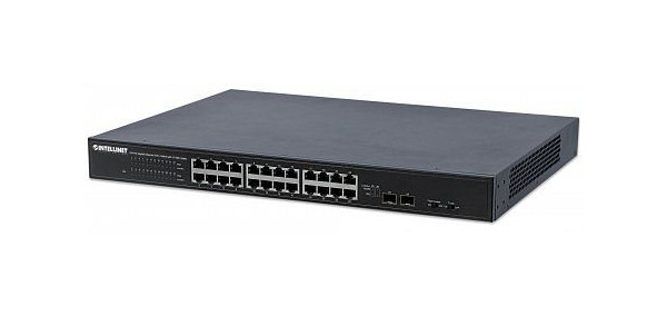 INTELLINET 24-Port Gigabit Ethernet PoE+ Switch mit 10 GbE Uplink, 561143