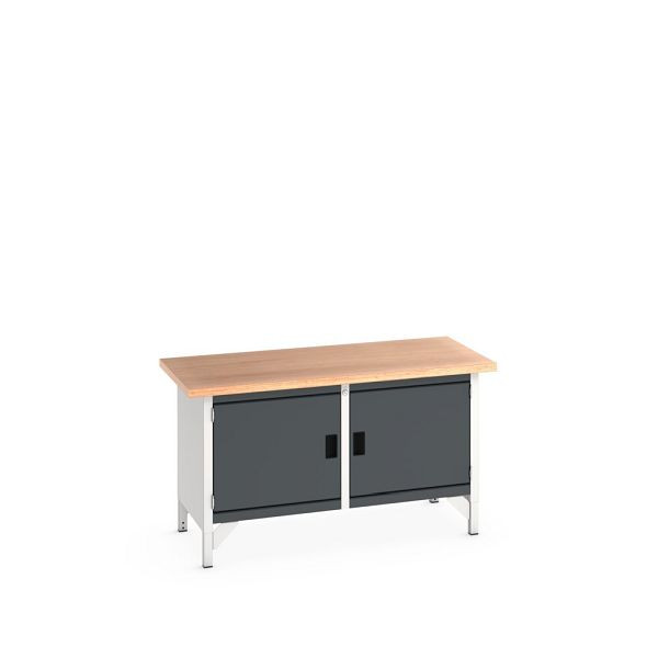 bott cubio Kastenwerkbank mit 2 Türen, Multiplex-Arbeitsplatte, BxTxH: 1500x750x840mm, Anthrazitgrau, 41002022.19V