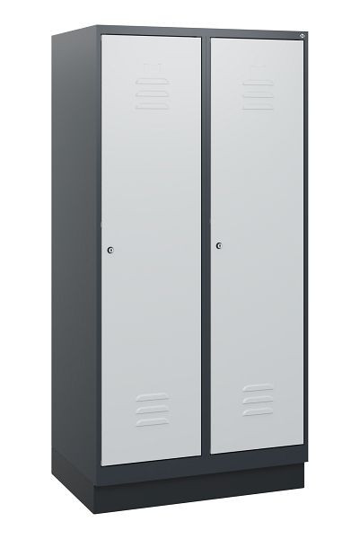 C+P Umkleidespind Classic PLUS, Sockel, 2 Abteile, 1630x800x500mm, 7016/7035, Zylinderschlösser, 0800205-22 S10028