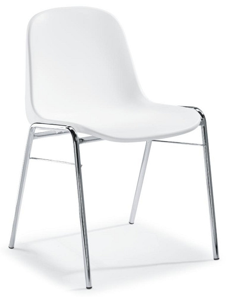 Deskin Besucherstuhl HIP, 4-Fuß Gestell verchromt, Polyamidschale, Farbe weiß, VE: 4 Stück, 279035