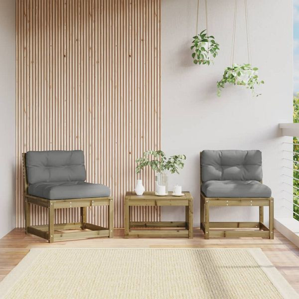 vidaXL Gartensofas mit Kissen 2 Stück Kiefernholz Imprägniert, 844708