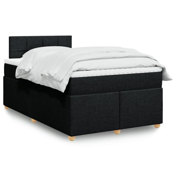vidaXL Boxspringbett mit Matratze Schwarz 120x200 cm Stoff, 3286649