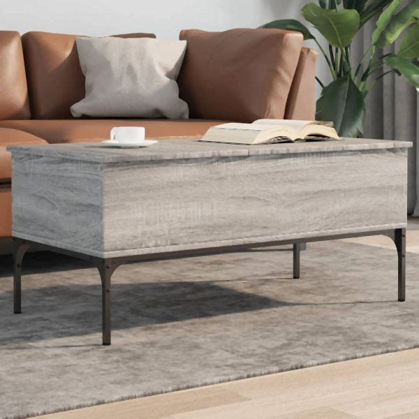 vidaXL Couchtisch Grau Sonoma 100x50x45 cm Holzwerkstoff und Metall, 845414