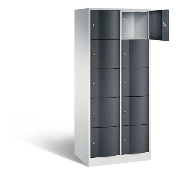 C+P Schließfachschrank Resisto, H1950xB772xT540mm, Farbe: Lichtgrau / Schwarzgrau, 8570-272 S10681