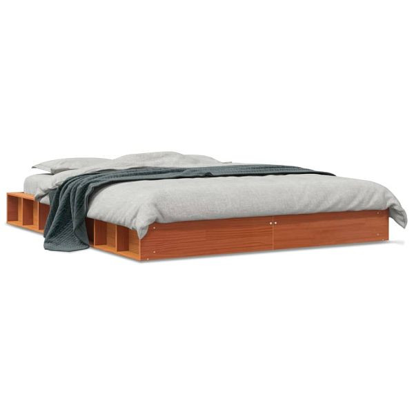 vidaXL Massivholzbett Wachsbraun 160x200 cm Kiefer, 844426