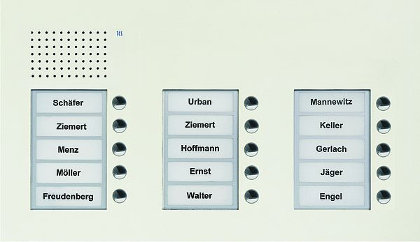 TCS Audio Außenstation Serie PUK 15 Klingeltasten (rechtsbündig), 3-spaltig, UP weiß, PUK15/3-WS