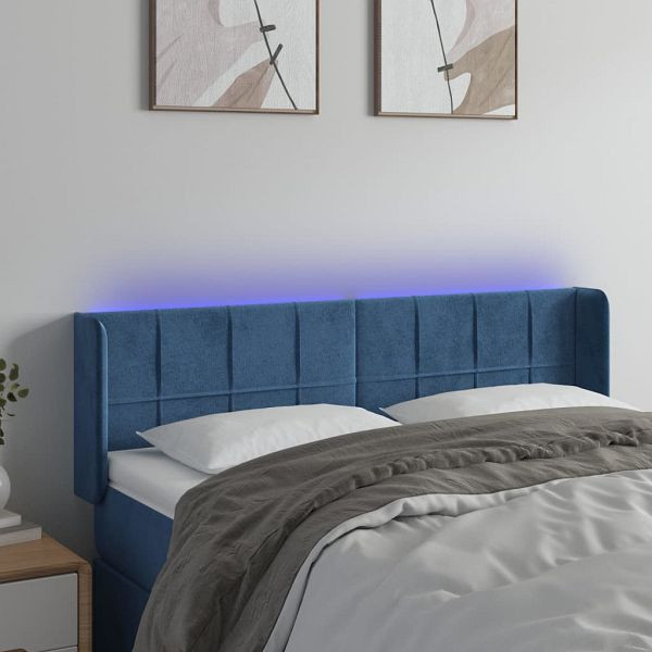 vidaXL LED Kopfteil Dunkelblau 147x16x78/88 cm Samt, 3123288