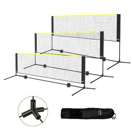 VEVOR Badmintonnetz, höhenverstellbar, 3 m breites, tragbares, einfach aufzubauend mit Stangen, Ständer und Tragetasche, für Spiele, ZCGDZYMQW1024T4VVV0