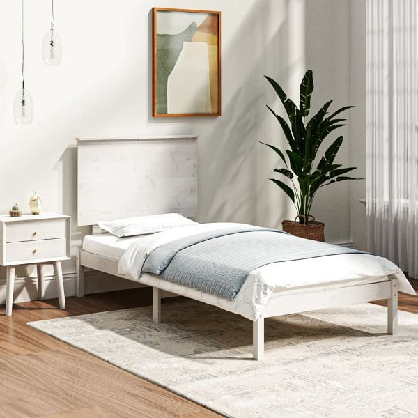vidaXL Massivholzbett Weiß 90x190 cm, Top-Qualität, 3104769