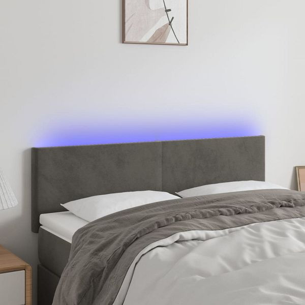 vidaXL LED Kopfteil Dunkelgrau 144x5x78/88 cm Samt, 3121381