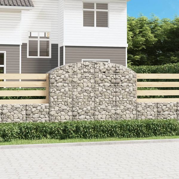 vidaXL Gabione mit Hochbogen 200x50x140/160 cm Verzinktes Eisen, 153477