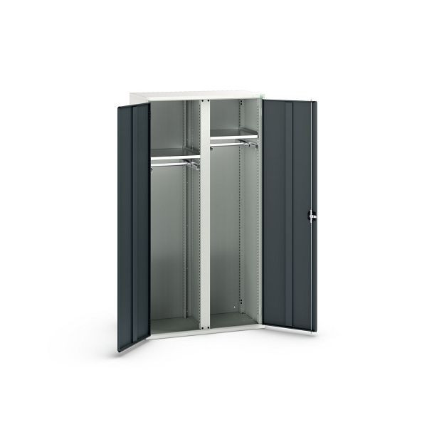 bott verso Flügeltürschrank mit Schubladen, mit 2 Fachböden und 2 Kleiderstangen, BxTxH: 1050 x550 x 2000 mm, Lichtgrau / Anthrazitgrau, 16926578.19