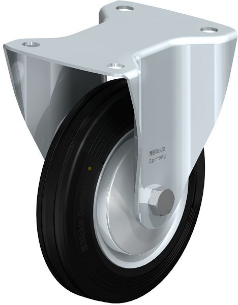Blickle B-VE 160R-EL-FA Stahlblech-Bockrolle mit Anschraubplatte, Vollgummi, Schwarz, 737607
