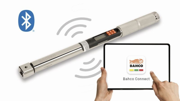Bahco Elektronischer Drehmoment-/Drehwinkelschlüssel 17-340 Nm mit Datenspeicher & Bluetooth Aufnahme für Einsteckwerkzeuge, TAWMB14340