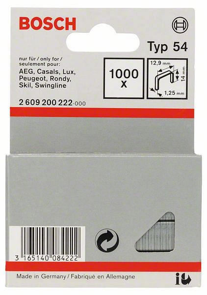 Bosch Flachdrahtklammer Typ 54, 12,9 x 1,25 x 14 mm, 1000er-Pack, 2609200222