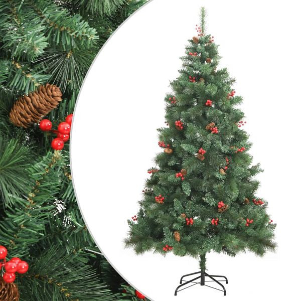 vidaXL Künstlicher Weihnachtsbaum Klappbar mit Zapfen & Beeren 180 cm, 357707