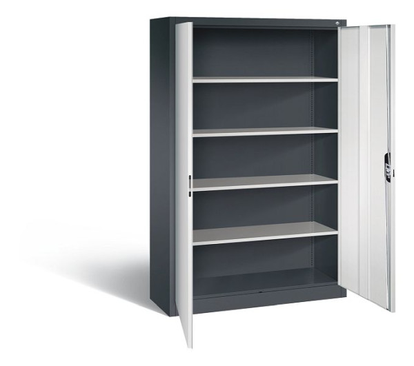 C+P Büroschrank Acurado, H1950xB1200xT400mm, Farbe: Schwarzgrau / Lichtgrau, Muldengriff, 5 OH, 9460-000 S10911