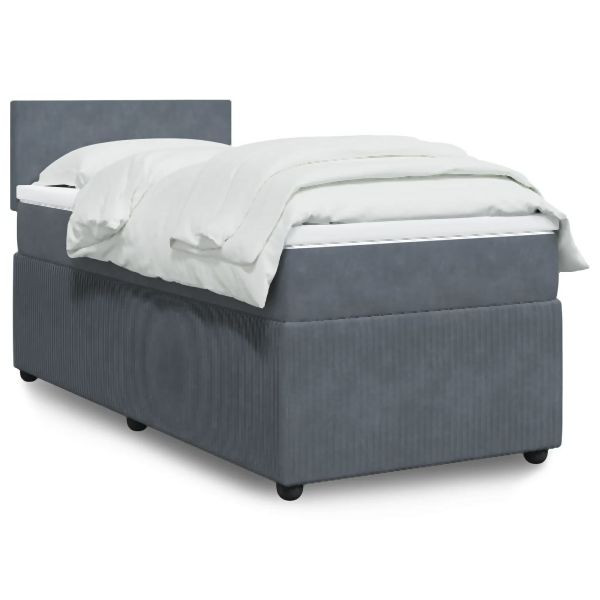 vidaXL Boxspringbett mit Matratze Dunkelgrau 90x200 cm Samt, 3287633