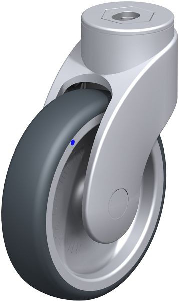 Blickle LWGX-TPA 126G-11 Kunststoff-Lenkrolle WAVE, rostfrei, mit Rückenloch, Thermoplastisches Gummi-Elastomer, Grau, 743321