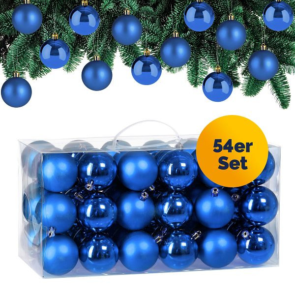 casaria Weihnachtskugeln Blau 54-tlg in matt & glänzend, 102110