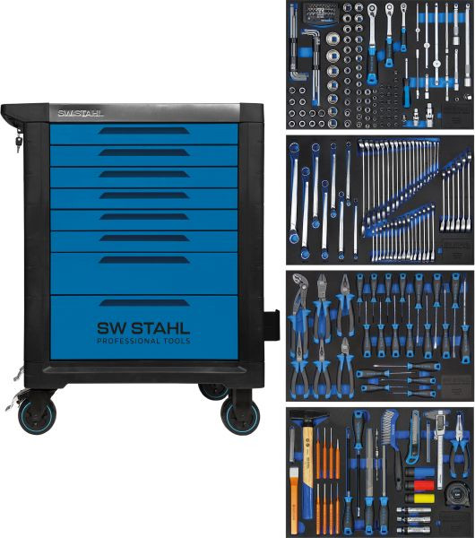 SW-Stahl Profi-Werkstattwagen TT801, blau, bestückt, 246-teilig, Z3113
