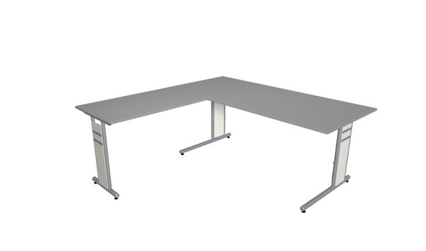 Kerkmann Schreibtisch B 1800 x T 800 x H 680-820 mm mit Ansatz/Anbautisch, Form 4, Farbe: Grafit, 11409812